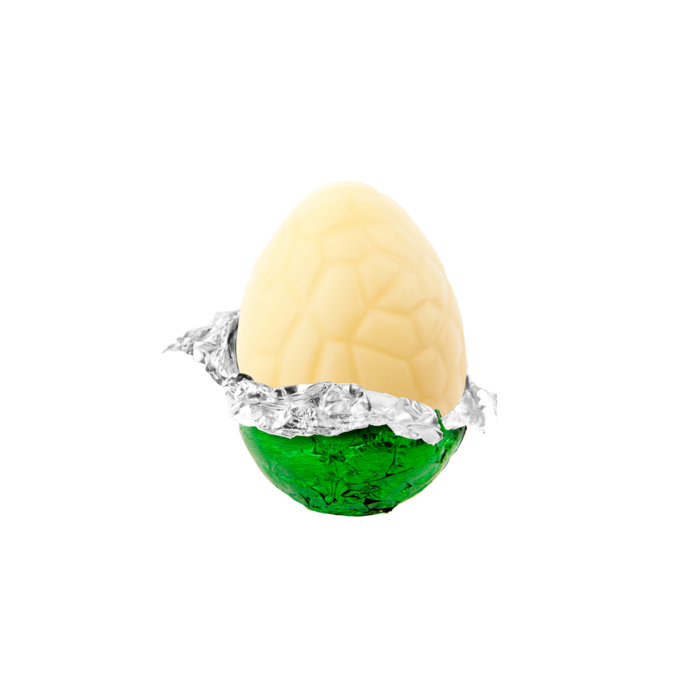 64510 Ei WIT choc. verpakt D groen 8.5g 64510 Ei WIT choc. verpakt D groen 8.5g